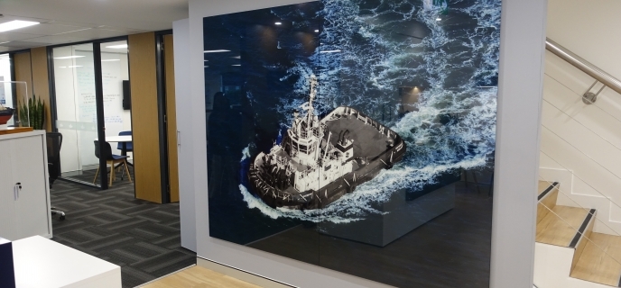 Svitzer Tugboats  showcase projects with Glass Feature Walls, Glass Prints and Whiteboards