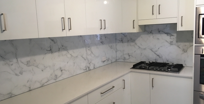 Natural marble image used for Kitchen glass splashback