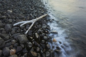 A photo of the sea shore and rocks