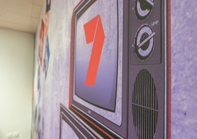 Corporate branded wall mural
