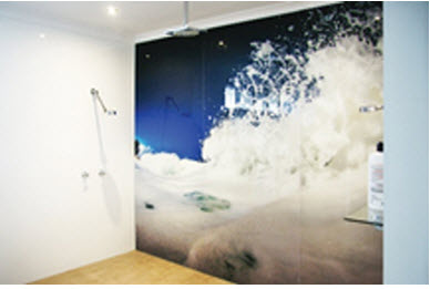 seascape themed bathroom glass splashbacks