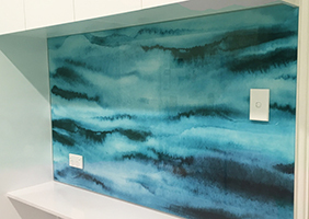 Abstract blue Kitchen Glass Splashback 