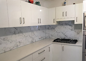 Natural marble image used for Kitchen glass splashback